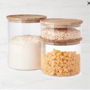Hold Everything Stackable Glass Canister, Large, Ashwood