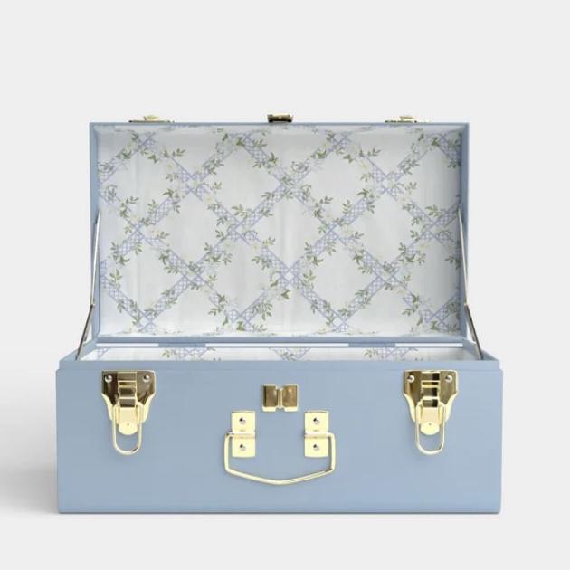 Wedding Keepsake Trunk - Light Blue/Timeless Trellis
