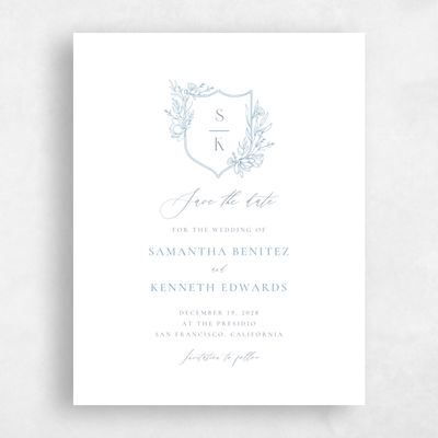 Dusty Blue Wedding Save the Date - Serrano Portrait