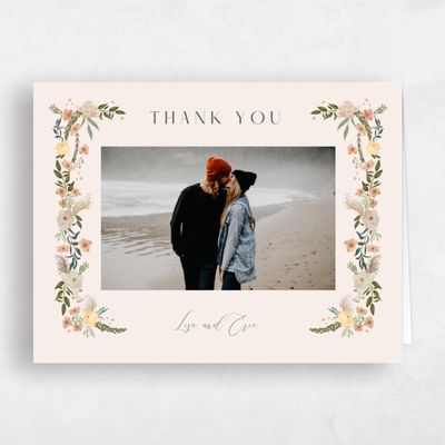 Linen, Beige Wedding Thank You - Miele Photo