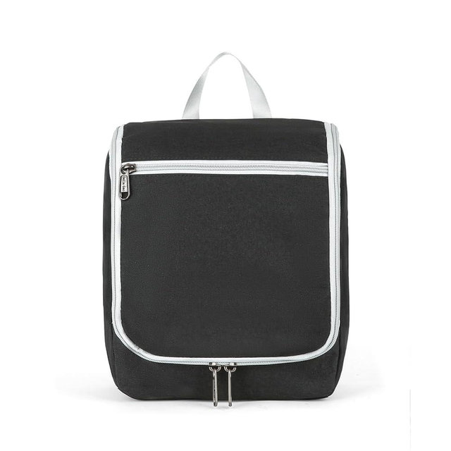 Della Gao Black Water Repellent Polyester Hanging Toiletry Bag for Travel