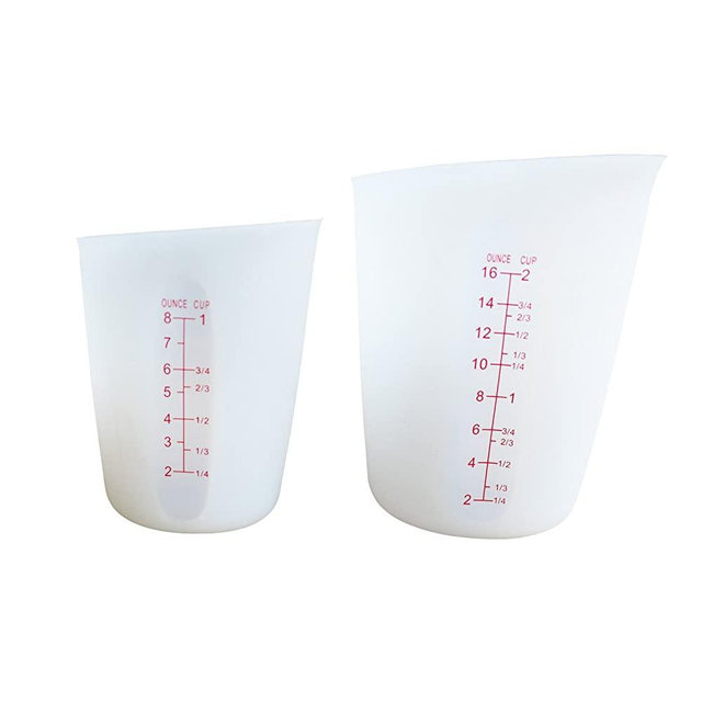 Measuring Cups (2 Cup + 1 Cup) ZUYEE Silicone Flexible Stir and Pour Baking Cup Dishwasher Safe BPA Free White for Coffee Maker,Mixing Plaster 500 ML + 250 ML
