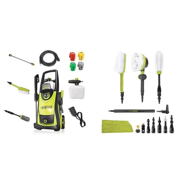 Sun Joe SPX3000-XT1 XTREAM 13-Amp 2200 Max PSI 1.65 GPM Electric High Pressure Washer & SPX-ACS-MAX Auto Cleaning System for Most Pressure Washers, Includes Rotating Brush, up to 3500-PSI