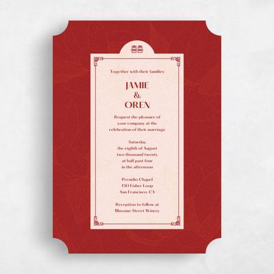Red Ticket Wedding Invitation - Ames Border