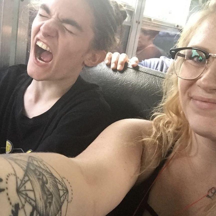 Ryan singing on the bus ride back from a beerfest in Boone, circa 2017
