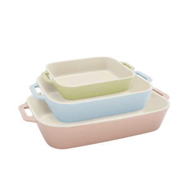 Staub Pastel Multi Macaron Stoneware 3-Piece Rectangular Baker Set