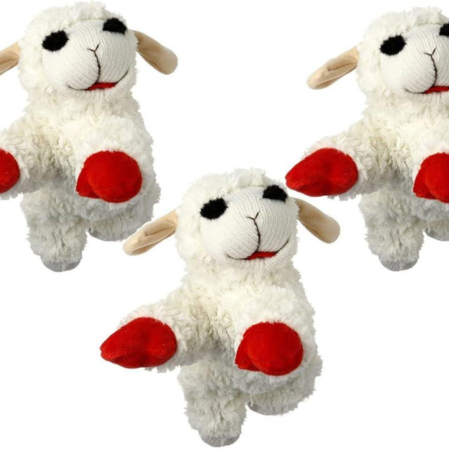 HDP Lambchop Plush Dog Toy 10" with Squeaker Color:White Size:Set of 3