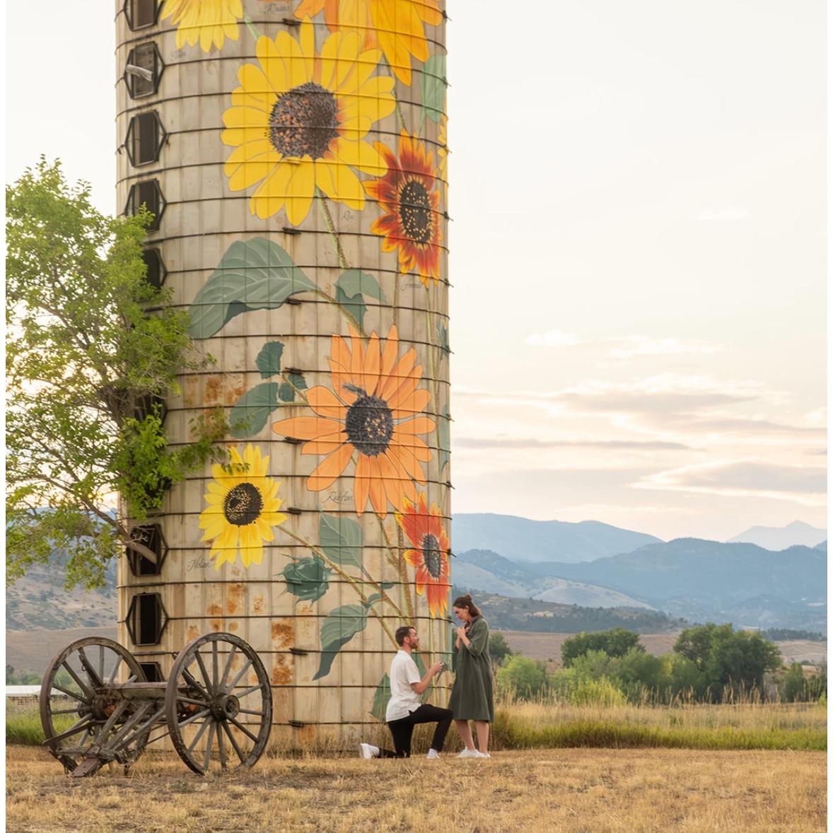 Austin proposed at the silo where we used to go hang out and watch the weather, and where we had our first kiss.