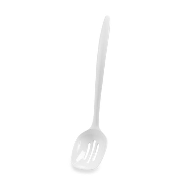 Hutzler 12-Inch Round Slotted Spoon in White