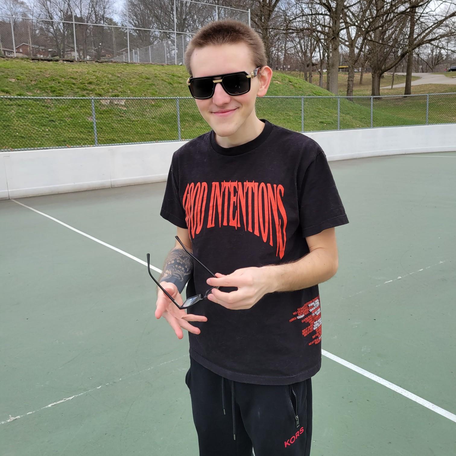 March 2021, Ryder watching as I attempt roller skate.