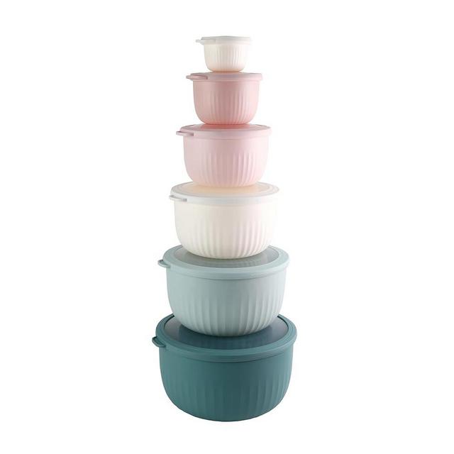 COOK WITH COLOR Prep Bowls with Lids- Deep Mixing Bowls Nesting Plastic Small Mixing Bowl Set with Lids (Teal and Pink)