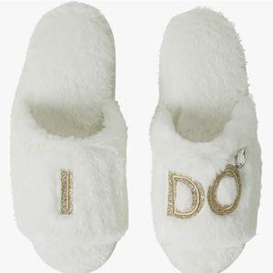 Dearfoams Women's Giftable I Do & I Do Crew Bride Slippers for Wedding