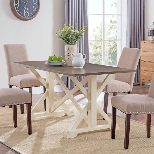 Clampo Farmhouse Dining Table, Ivory