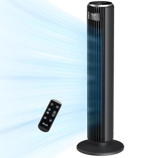 LEVOIT Classic 36 Inch Bladeless Tower Fan, 25ft/s Innovative Dynamic Wind, 90° Oscillating Spacious Flows, 28dB Quiet for Premium Sleep with Sensor, 12H Timer, Remoter, 5 Speeds, 4 Modes, Black