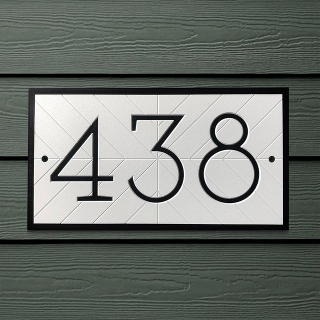 Modern House Numbers - Contemporary Address Sign - Horizontal Plaque