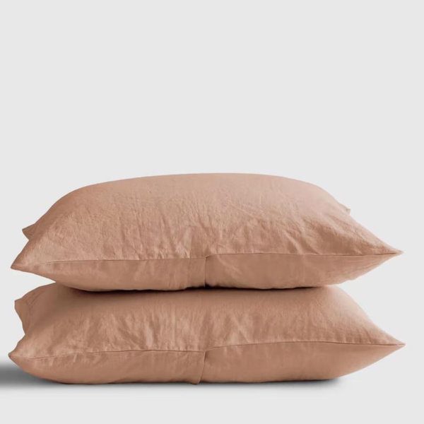 European Linen Double Flange Sham Set - Desert Sunset, King