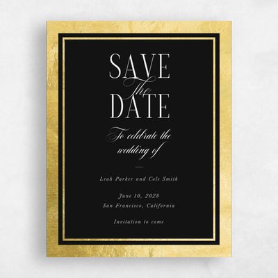 Black Simple Wedding Save the Date - Essex Portrait Foil