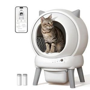 Self Cleaning Litter Box: Automatic Litter Box Self Cleaning for Multiple Cats Auto Robot with Dual Safety Protection, Large Opening Odor-Control with Mat
