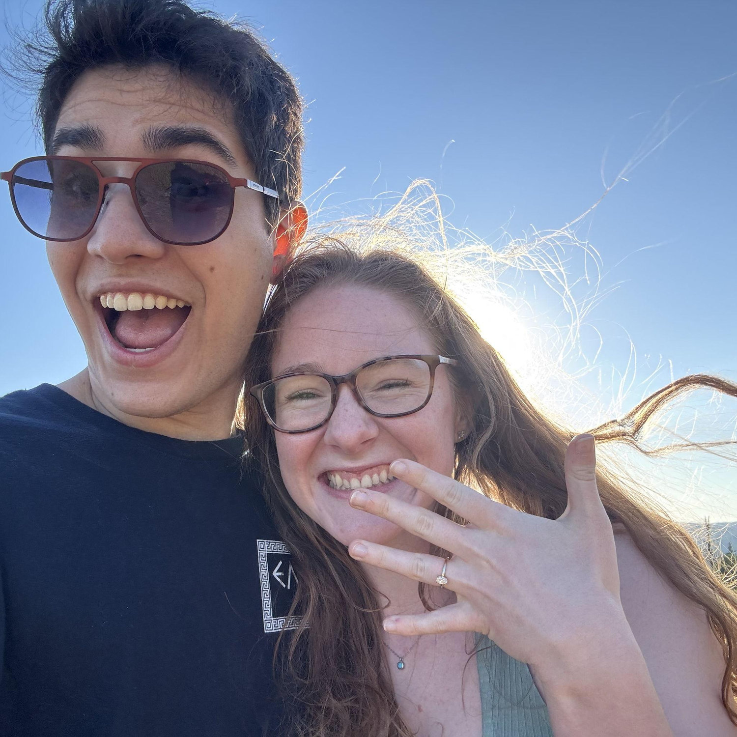 We took this picture right after George proposed!