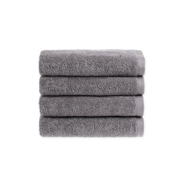 Clean Start Solid Hand Towelsin Grey (Set of 4)