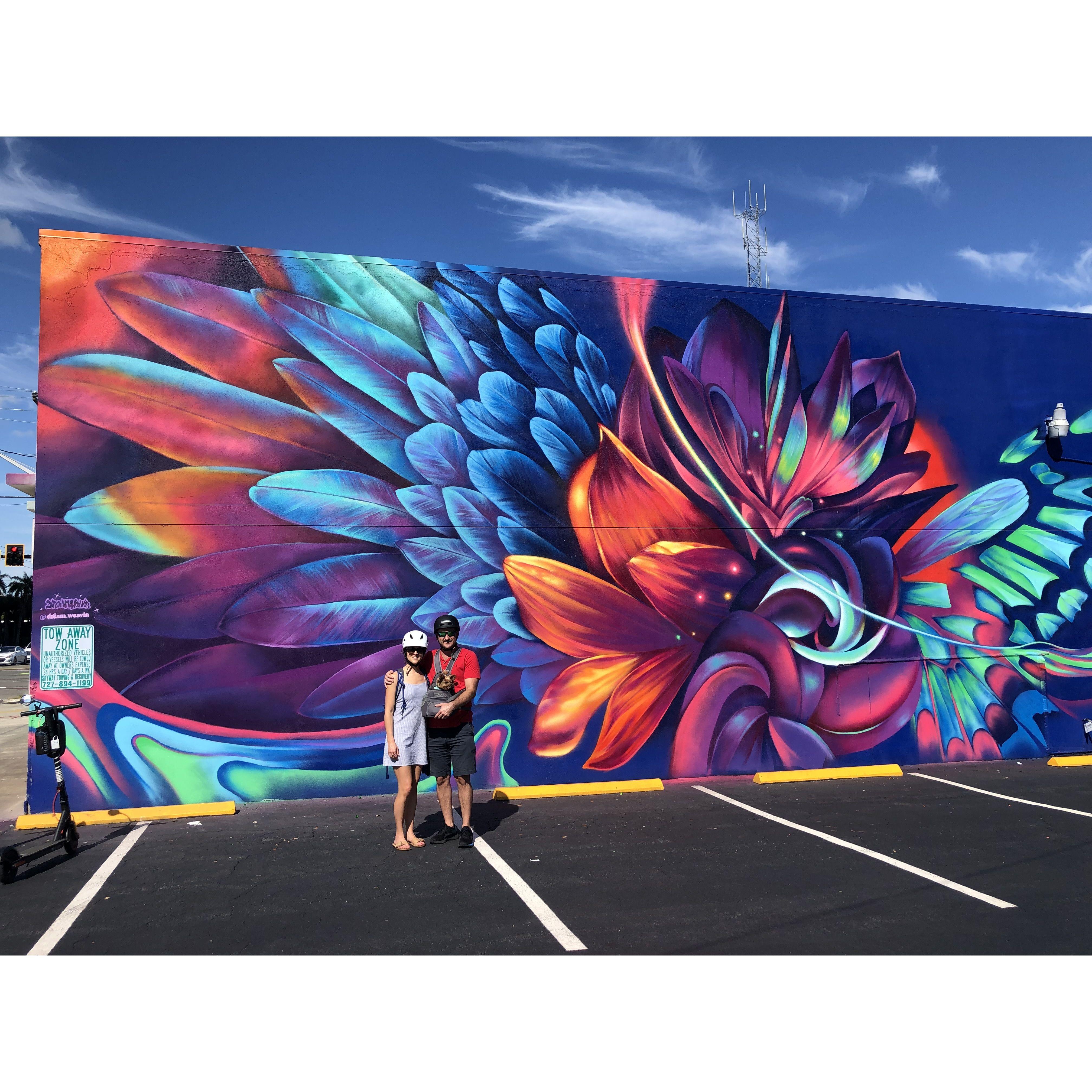 We toured the featured St. Pete SHINE murals on our scooters with Trixie.