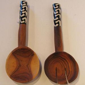 Olive wood and Batik Bone Salad Servers