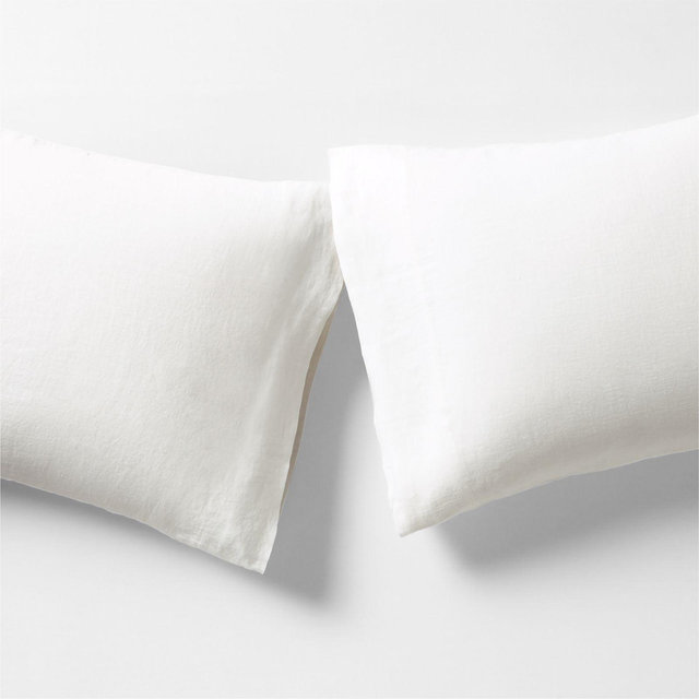 Aire Natural EUROPEAN FLAX ™-Certified Linen Crisp White Standard Pillowcases, Set of 2