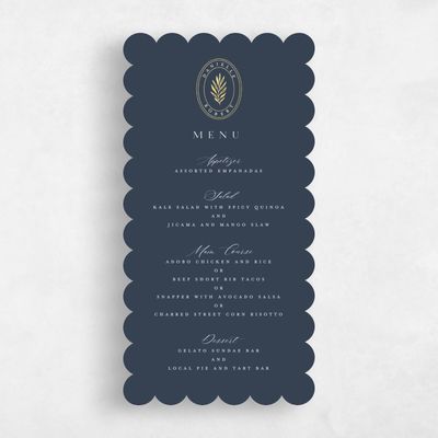 Blue Scalloped Wedding Menu - Visby Foil