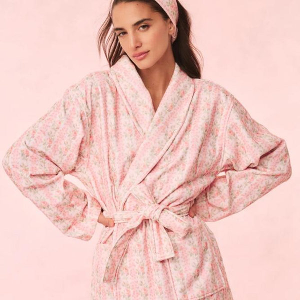 Indie Cotton Bath Robe in Strawberry Macaroon