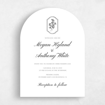 White Arch Wedding Invitation - Pino Portrait