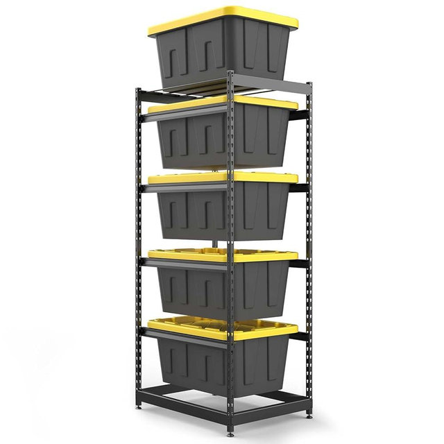 27 Gallon Tote Storage Rack, Heavy-Duty Storage Bin Rack Organizer, 5-Tier Standing Storage Bin Shelves, 250 lb Capacity, Maximize Space for Garage, Warehouse, Utility, 1-Pack (Totes Not Included)