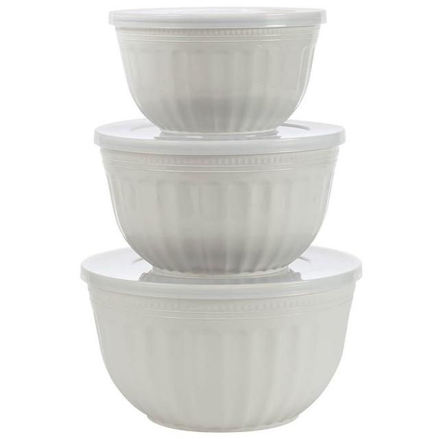 Classic Ceramic-Look Storage Bowls: 6-Pc. Set, Lightweight Plastic with Clear-View Lids. Thick, Sturdy Design. BPA-Free, Dishwasher Safe. Nest for Compact Storage. By Chef's PrideTM