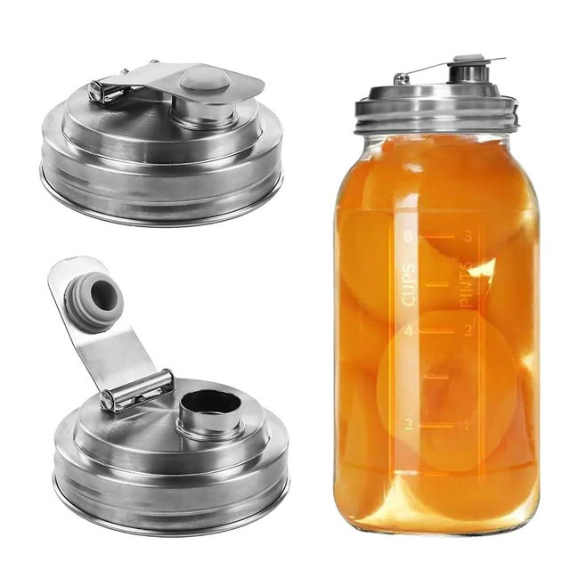 2 Pack Wide Mouth Mason Jar Stainless Steel Pour Spout Lid, Reusable Mason Jar Lids, for 86MM Ball Wide Mouth Mason Jars, Leak Proof Seal, for Drinking Salad Dressing & Food Storing