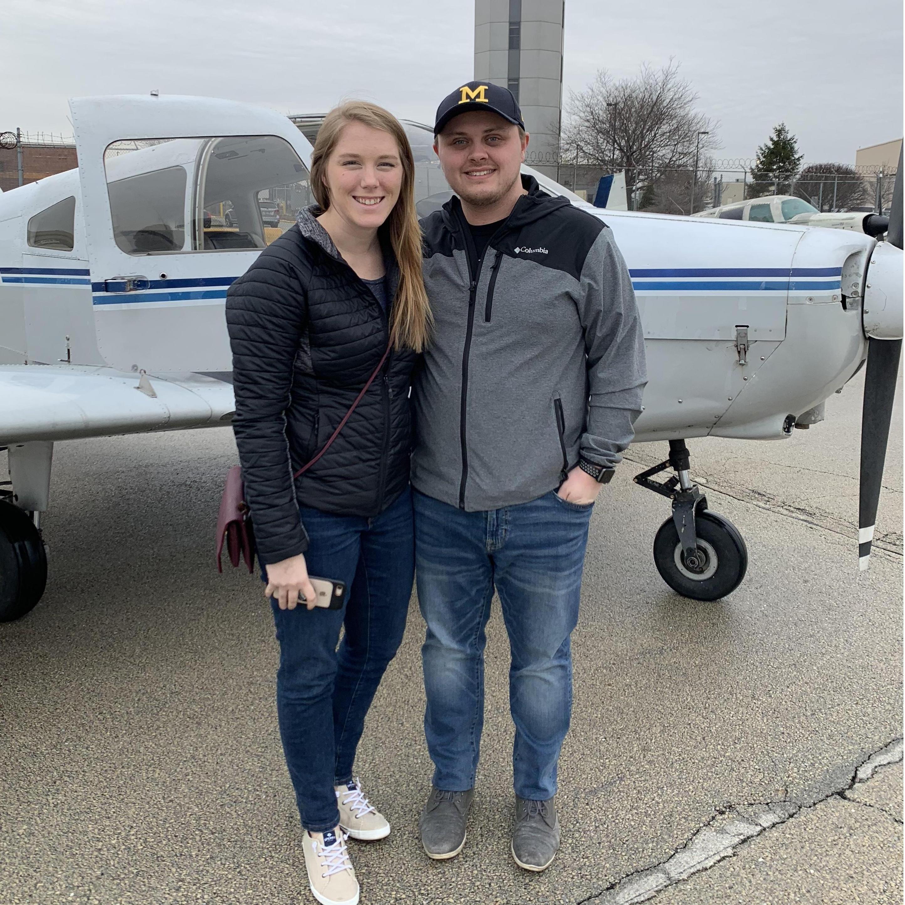 Right after Adam and Shan flew around Chicago in the plane behind them!