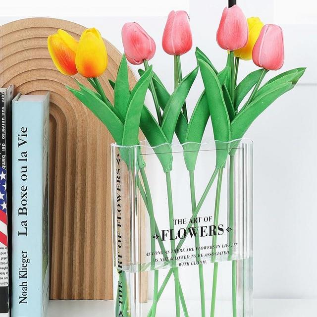 Book Vase for Flowers, Book Lovers Gifts, Aesthetic Room Decor Cute Flower Vase & Must-Have for Home, Bookshelf, Bedroom & Office Decor - Perfect for Valentines for Women (Clear)