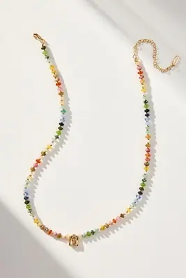 Beaded Mini Bubble Letter Monogram Necklace