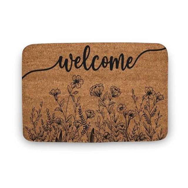 Aikeory Wildflower Welcome Doormat, Spring Doormat, Flower Theme Doormat, Floral Doormat, Flower Indoor Doormat,Funny Doormat, Home Decor, Welcome Mat,Indoor Doormat,Front Back Door Mat 17”x30”