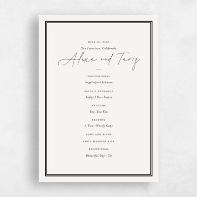 Light Oatmeal, Beige Wedding Program - Micah