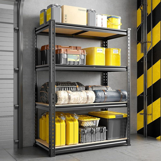 DurayLoly 48" H Storage Shelves 31.5" W Garage Shelving Adjustable 1600LBS Metal Shelving Heavy Duty 4 Tier Garage Shelves for Pantry Kitchen Closet Basement Warehouse