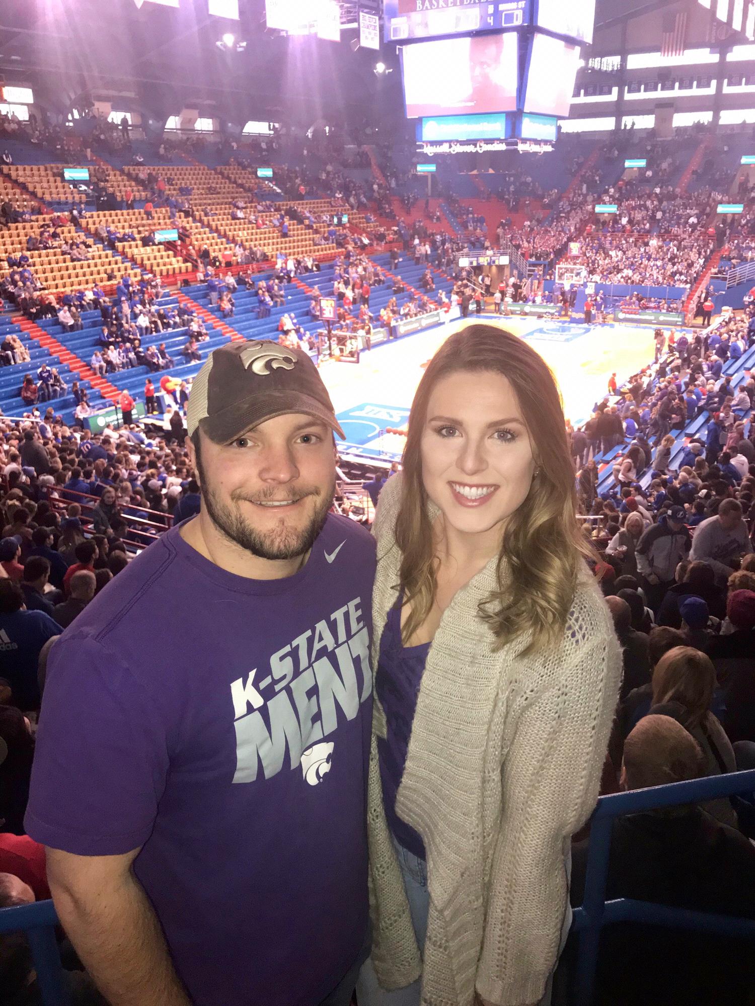 Although they didn’t attend many games together during college, Katie and DJ ventured to Lawrence, KS at least once to catch a Sunflower Showdown in Allen Fieldhouse.