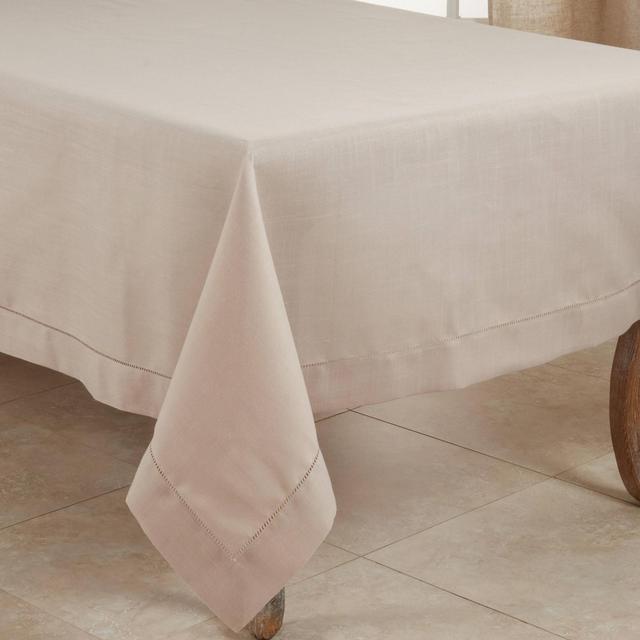 72" Hemstitch Bored Border Tablecloth Taupe - Saro Lifestyle