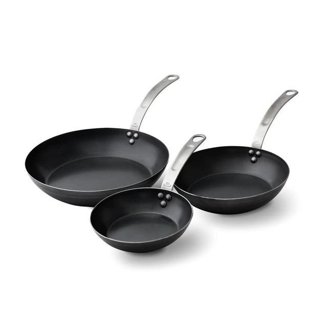 Made In Cookware - 3-Piece (Includes 8",10",12") Blue Carbon Steel Frying Pan Set - (Like Cast Iron, but Better) - Professional Cookware France - Induction Compatible