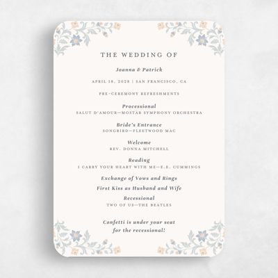 Beige Rounded Wedding Program - Petal