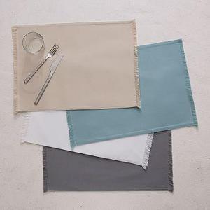 Frayed Edged Placemats (Set of 2) stone white