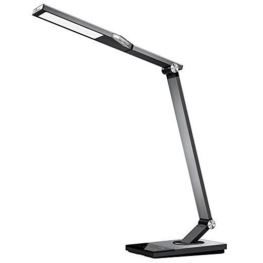 LED Desk Lamp, TaoTronics Stylish Metal Table Lamps, Office Light with USB Charging Port, 5 Color Modes, 6 Brightness Levels, Memory/ Favorite Function, Timer, Night light