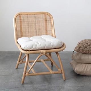 Hand-Woven Rattan Cushioned Chair