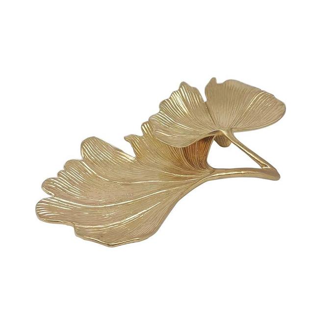 Metal Jewelry Dish, Small Leaf Shaped Ring Holder Jewelry Organizer, Trinket Dish Vanity Tray for Dresser Christmas Birthday Wedding Gifts