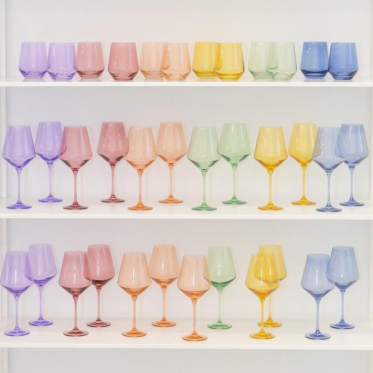 Estelle Colored Glass Estelle Stemless Wine Glass, Set of 2 - Blush Pink