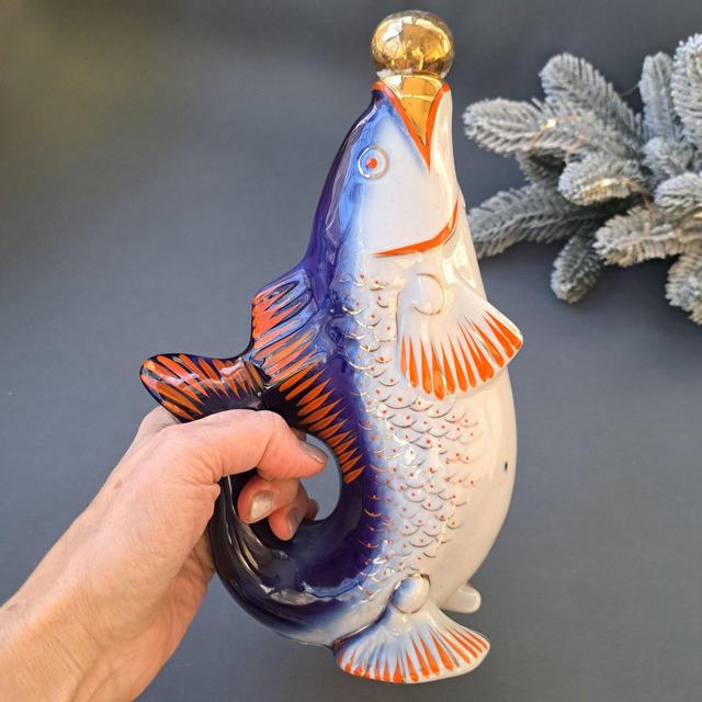 Fish decanter Vintage pitcher carafe Retro style Sea decor Beach decoration Gift for dad Gift for fisher Vodka Vine Liquor