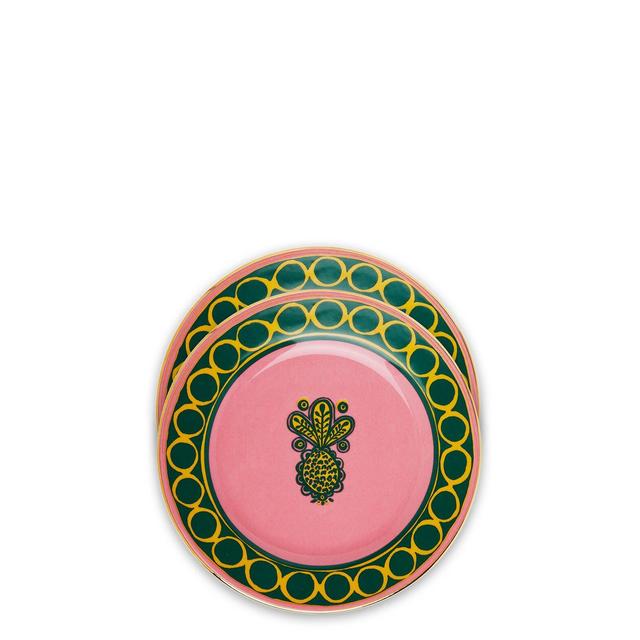La Double J Dessert Plate Set of 2 Pineapple Rosa in Porcelain